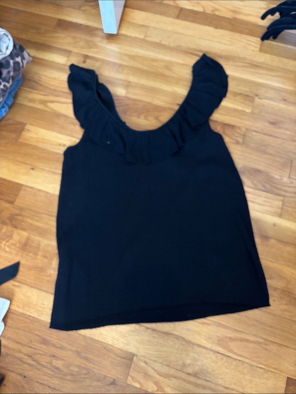Madewell Black Ruffle-Trim Ribbed Tank - Picture 6 of 6